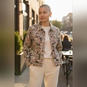 Charter Club Floral Print Jean Jacket
